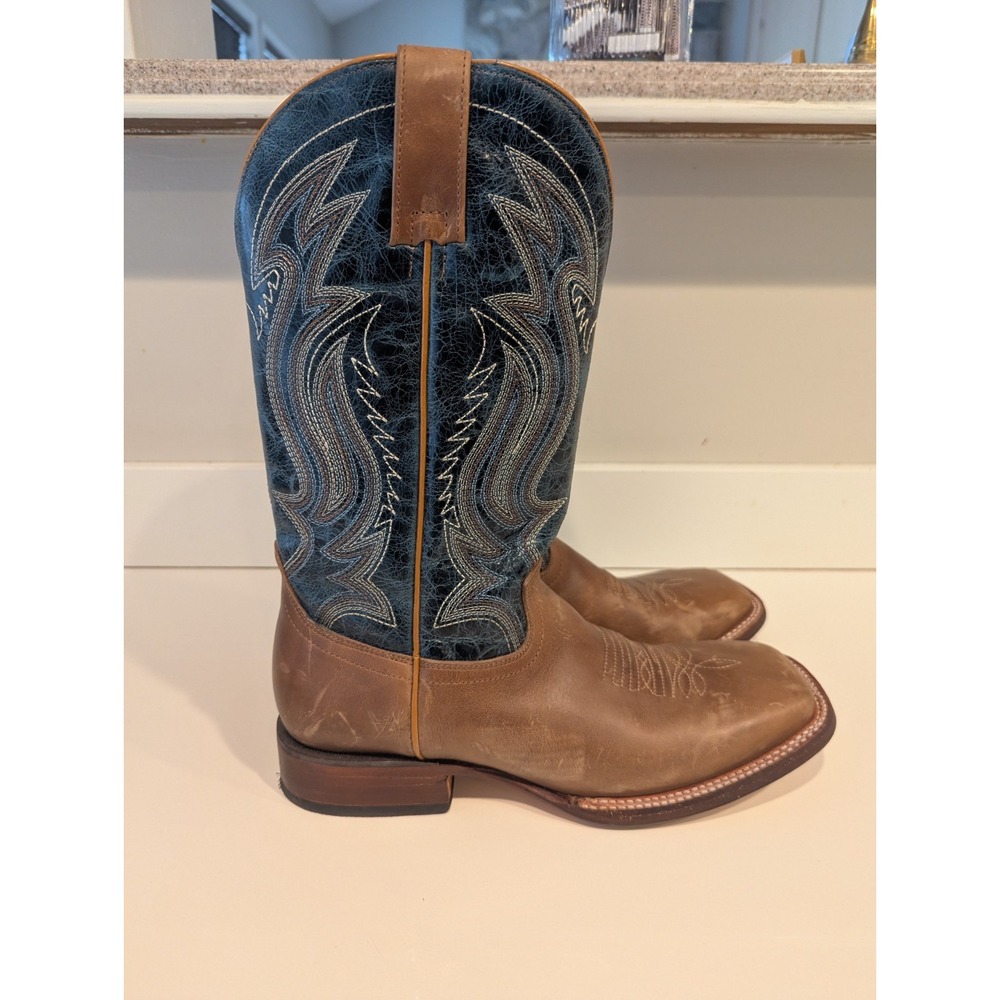 JB Dillon Reserve Brown Blue Leather Cowboy Boots JBR2111 B Womens Size 8.5 B